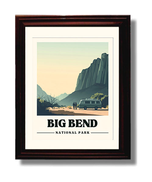 Big Bend Chisos Basin National Parks Wall Art - 8x10 Beveled Frame