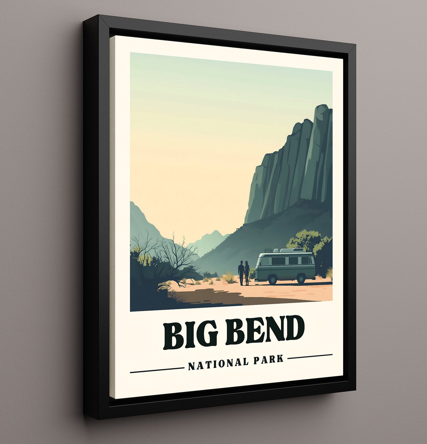 Big Bend Chisos Basin National Parks Wall Art - 16x20 Framed Canvas