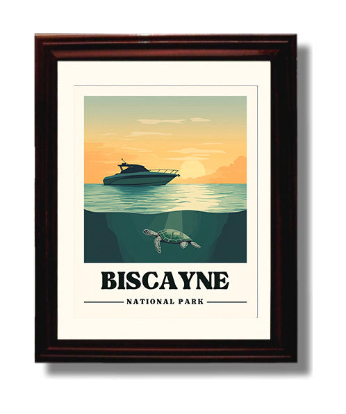 Biscayne Elliot Key National Parks Wall Art - 8x10 Beveled Frame