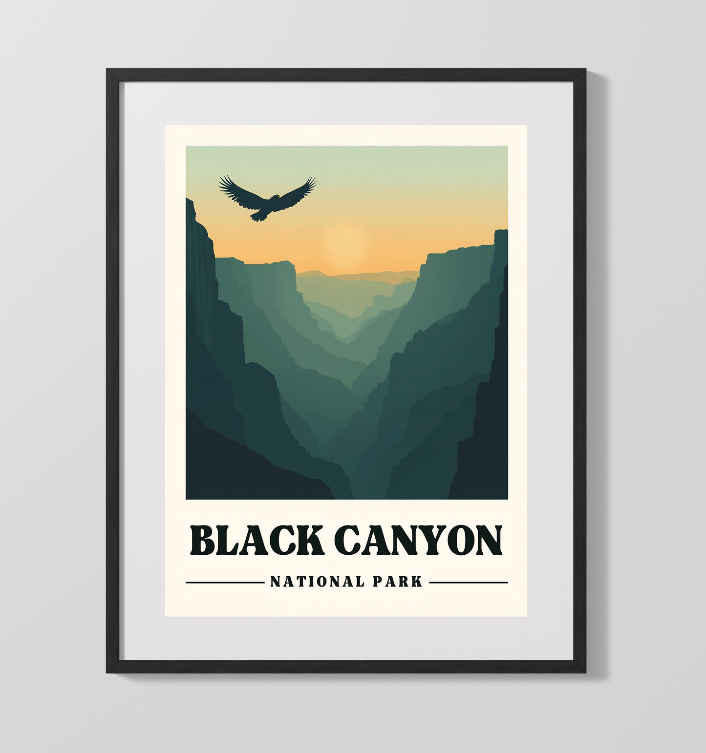 Black Canyon Painted Wall View National Parks Wall Art - 16x20 Gallery Frame