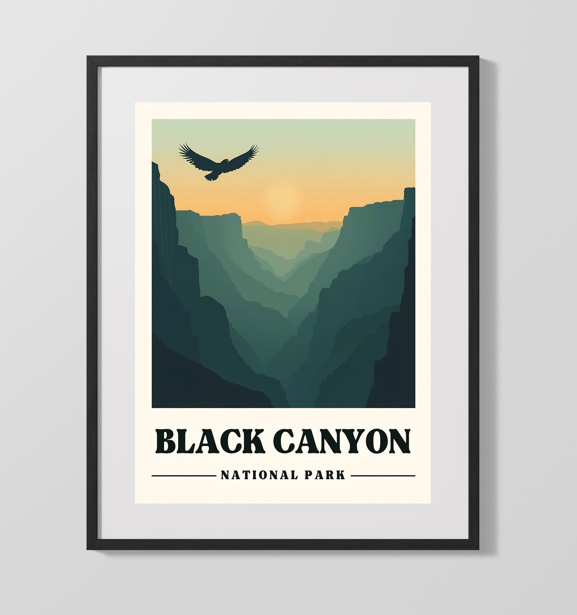 Black Canyon Painted Wall View National Parks Wall Art - 16x20 Gallery Frame