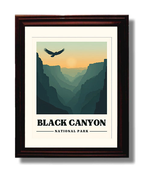 Black Canyon Painted Wall View National Parks Wall Art - 8x10 Beveled Frame