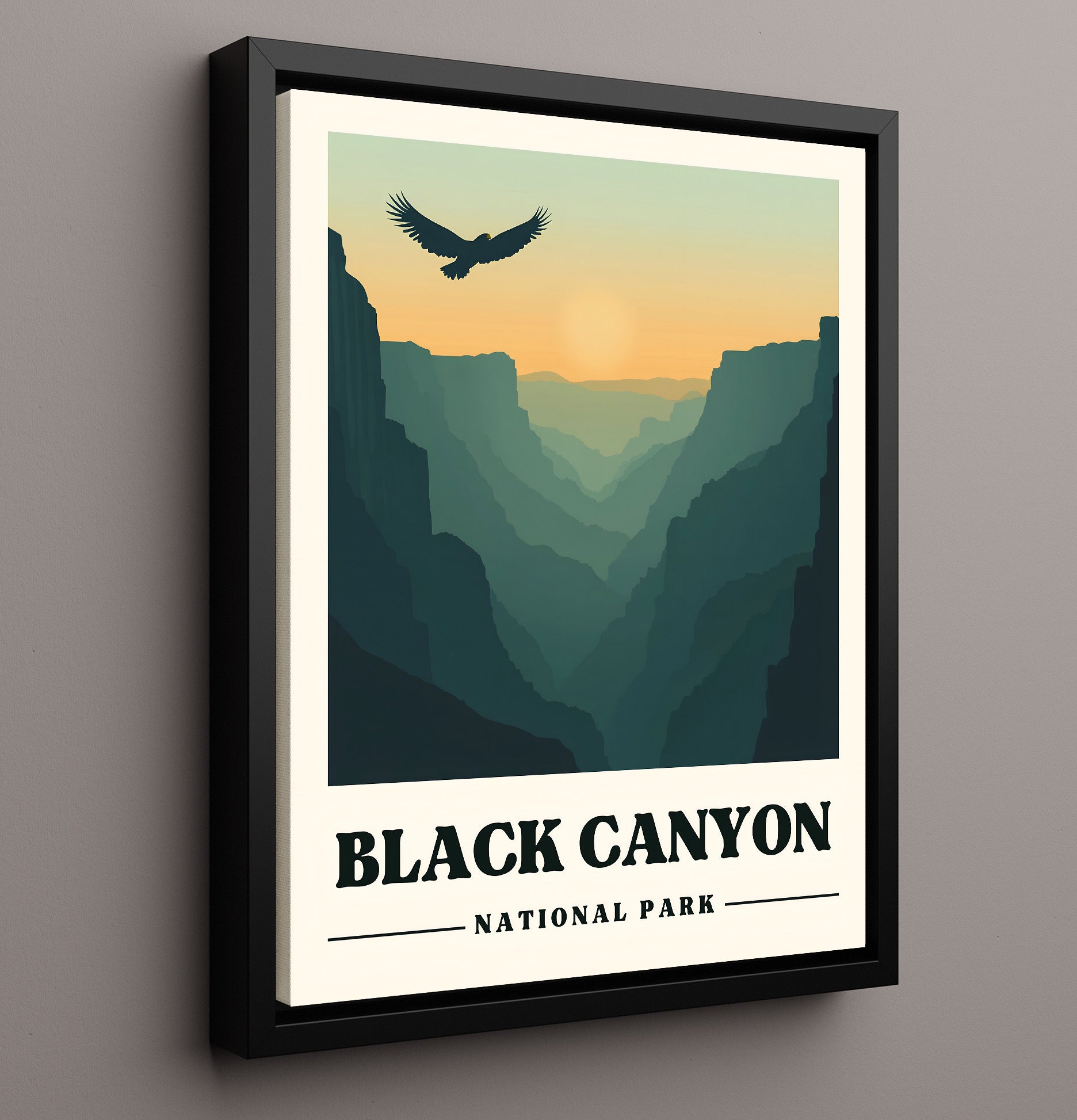 Black Canyon Painted Wall View National Parks Wall Art - 16x20 Framed Canvas