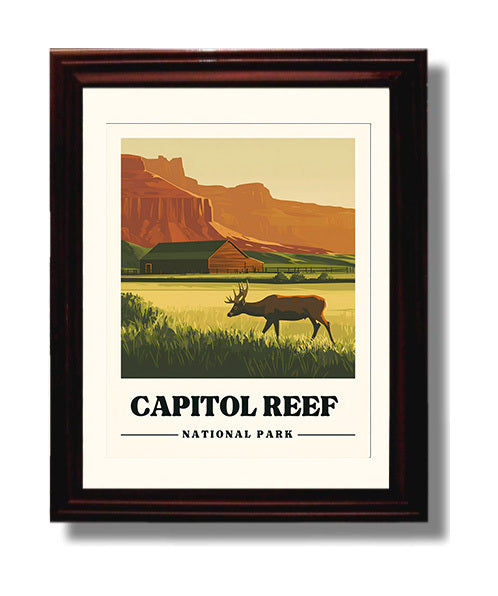Capitol Reef Fruita Barn National Parks Wall Art - 8x10 Beveled Frame