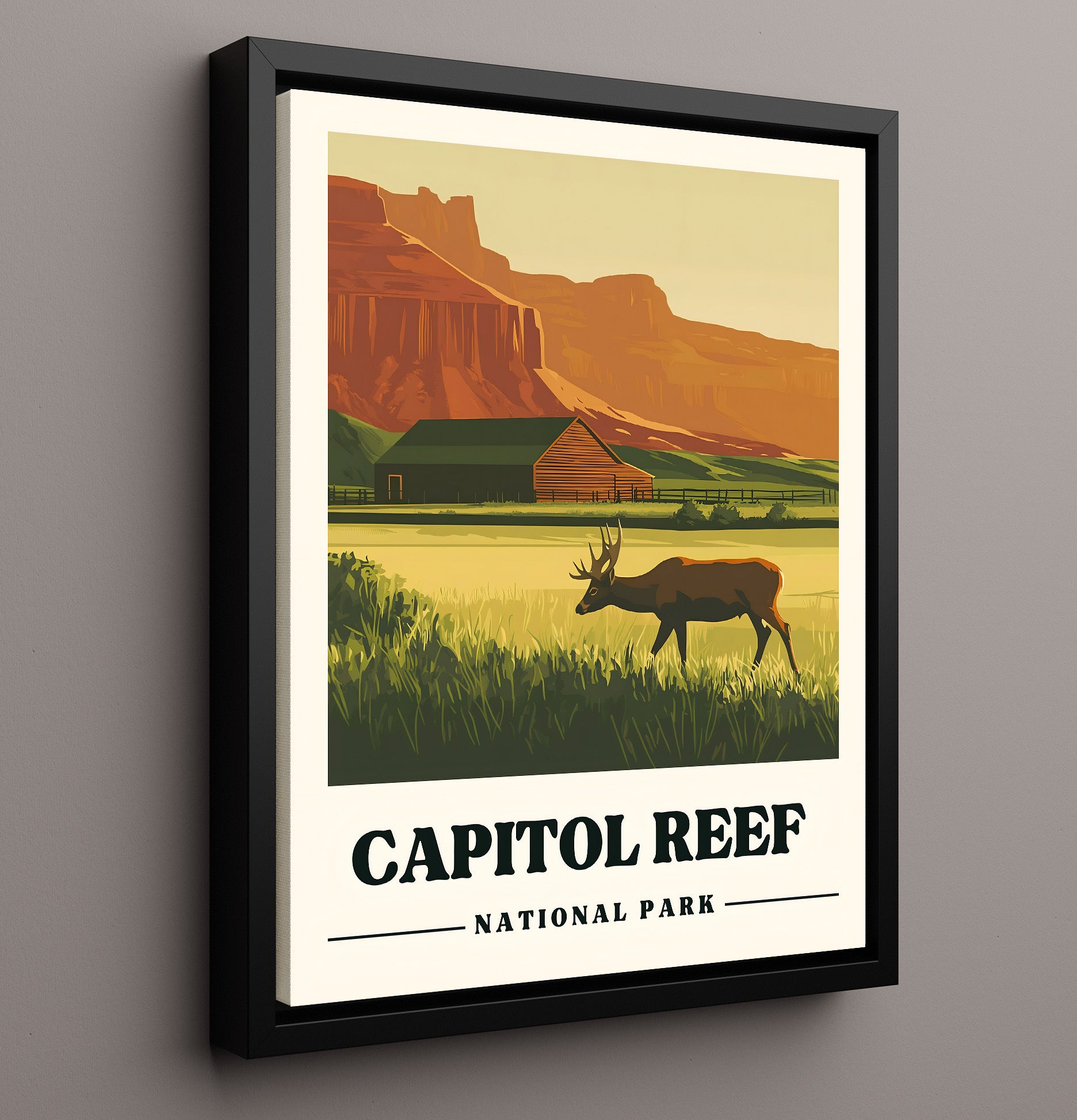 Capitol Reef Fruita Barn National Parks Wall Art - 16x20 Framed Canvas