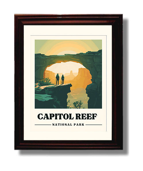 Capitol Reef Hickman Bridge National Parks Wall Art - 8x10 Beveled Frame