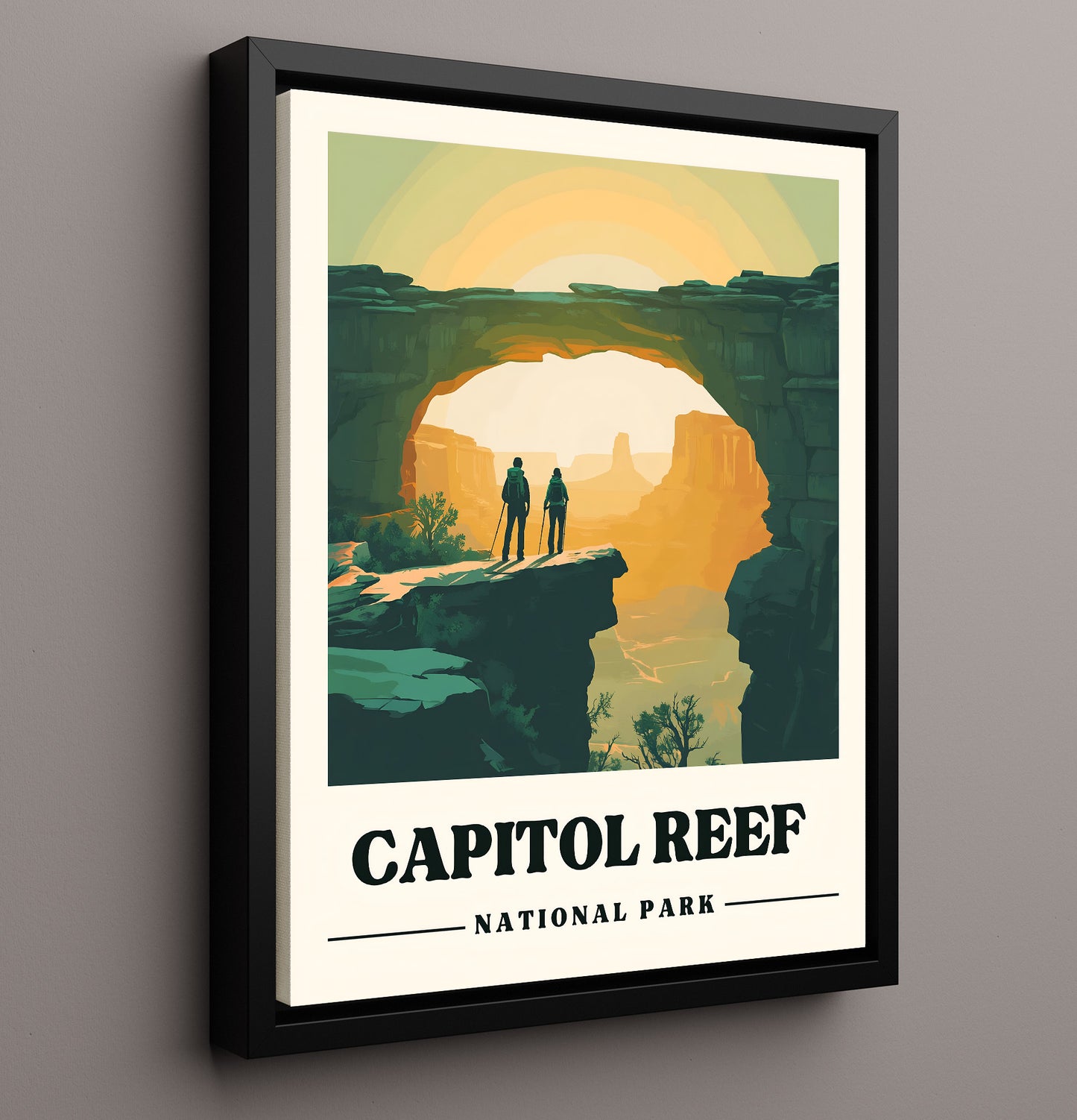 Capitol Reef Hickman Bridge National Parks Wall Art - 16x20 Framed Canvas