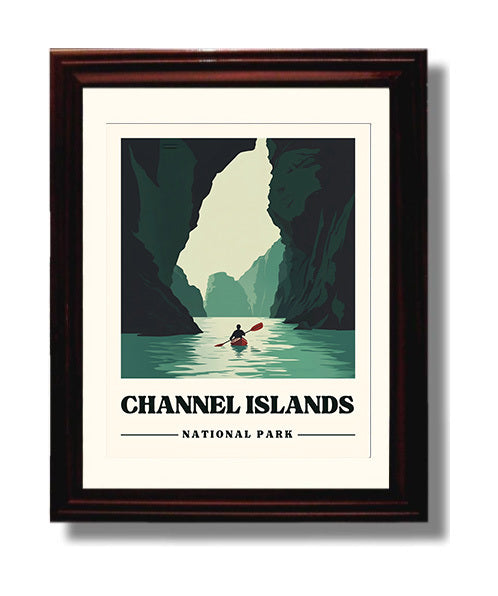 Channel Islands Painted Cave Sanat Cruz National Parks Wall Art - 8x10 Beveled Frame