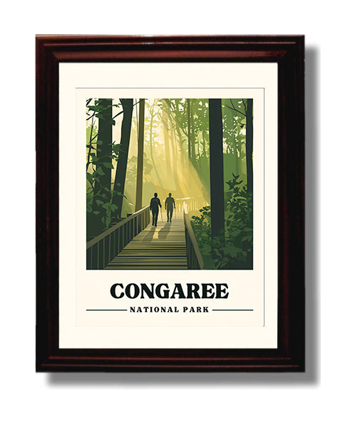 Congaree Boardwalk Loop Trail National Parks Wall Art - 8x10 Beveled Frame