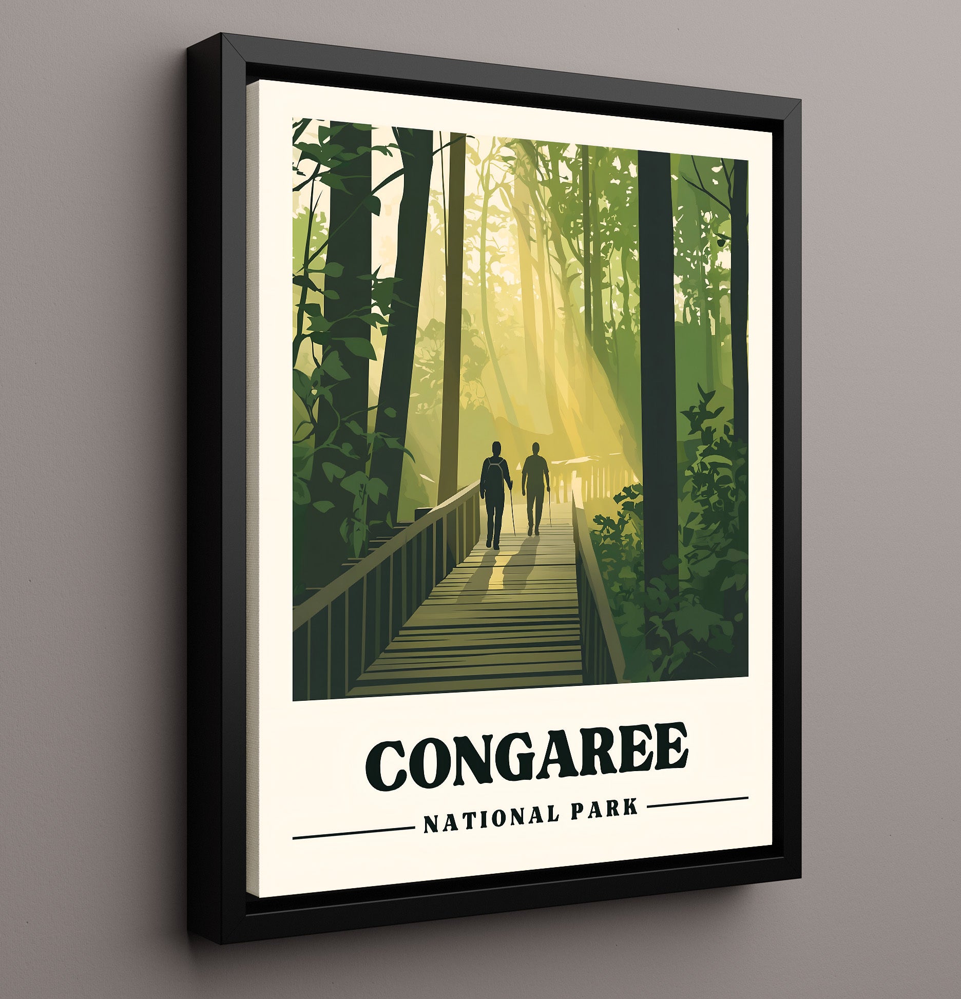 Congaree Boardwalk Loop Trail National Parks Wall Art - 16x20 Framed Canvas
