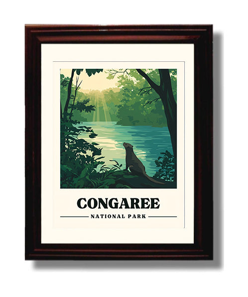 Congaree Weston Lake National Parks Wall Art - 8x10 Beveled Frame