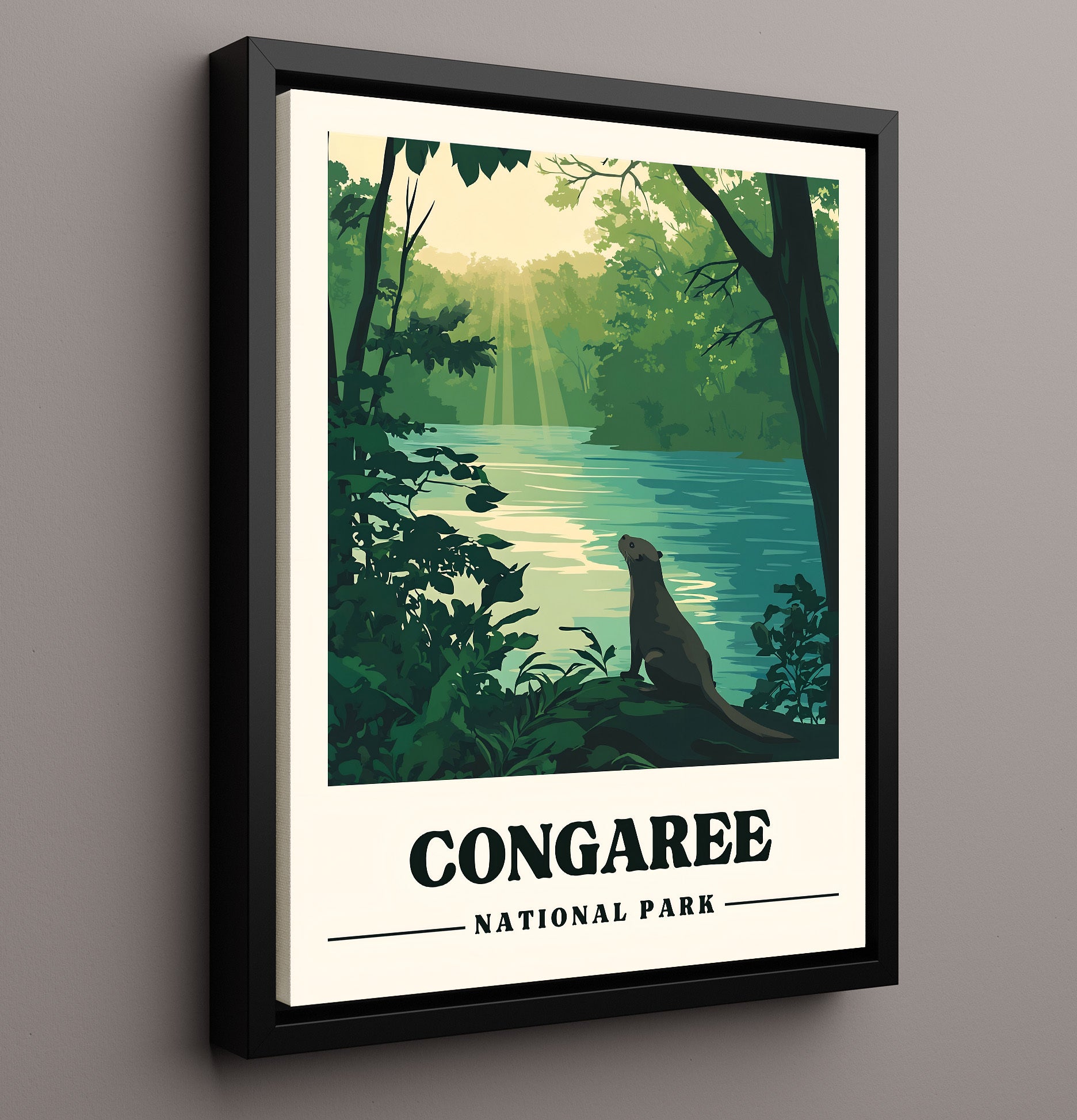 Congaree Weston Lake National Parks Wall Art - 16x20 Framed Canvas