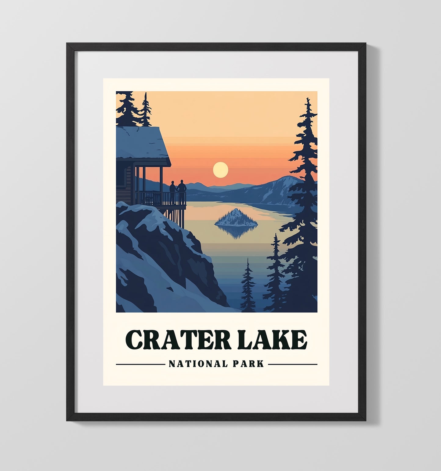 Crater Lake Watchman Overlook National Parks Wall Art - 16x20 Gallery Frame