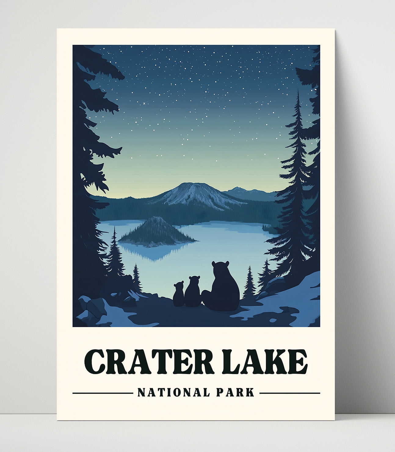 Crater Lake Wizard Island National Parks Wall Art - 16x20 Unframed Print