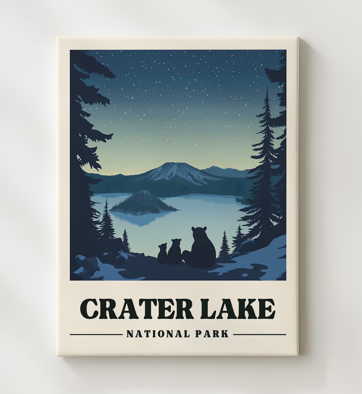 Crater Lake Wizard Island National Parks Wall Art - 20x24 Canvas