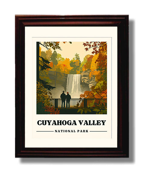 Cuyahoga Valley Brandywine Falls National Parks Wall Art - 8x10 Beveled Frame