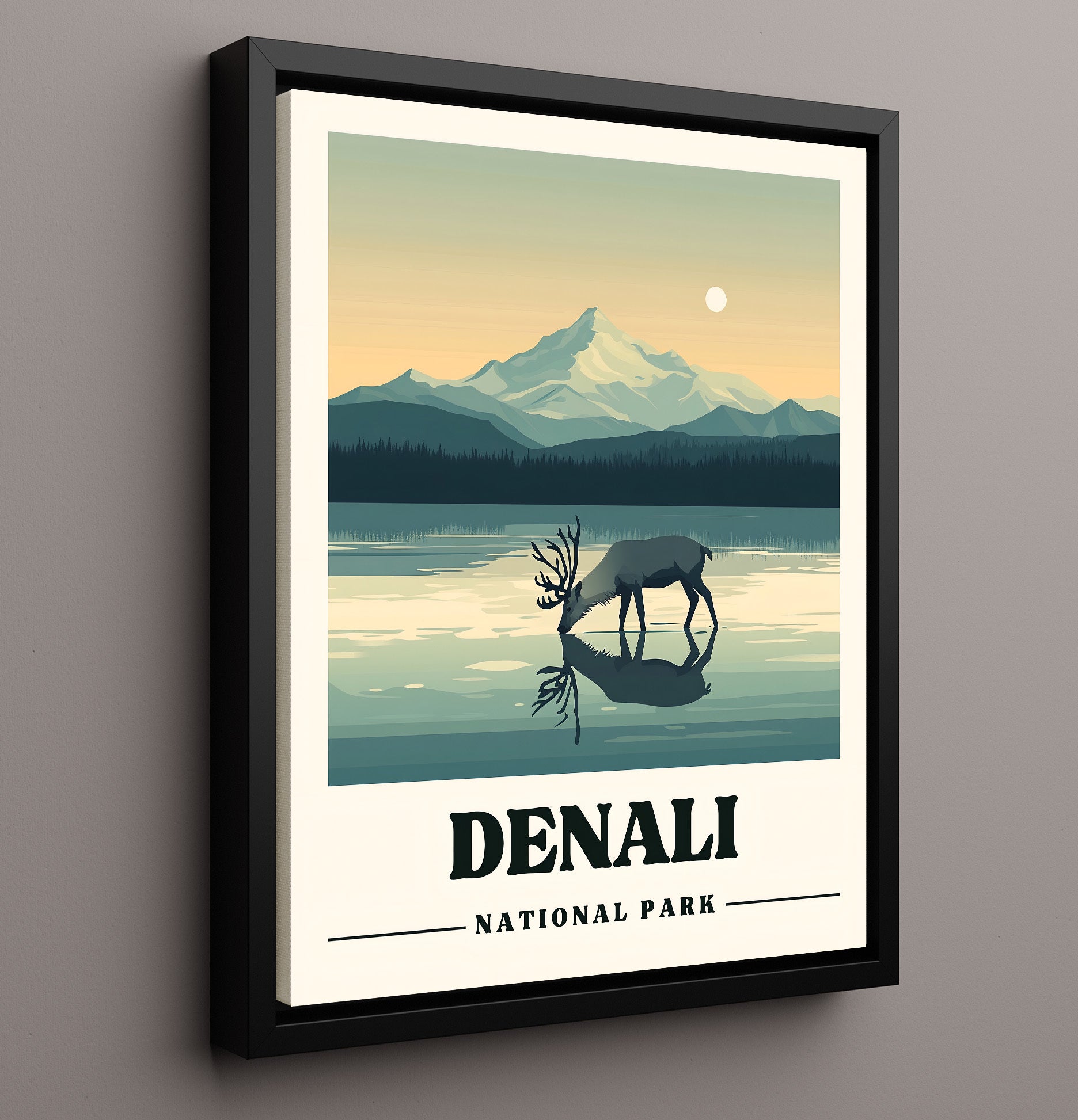 Denali Mount McKinley National Parks Wall Art - 16x20 Framed Canvas
