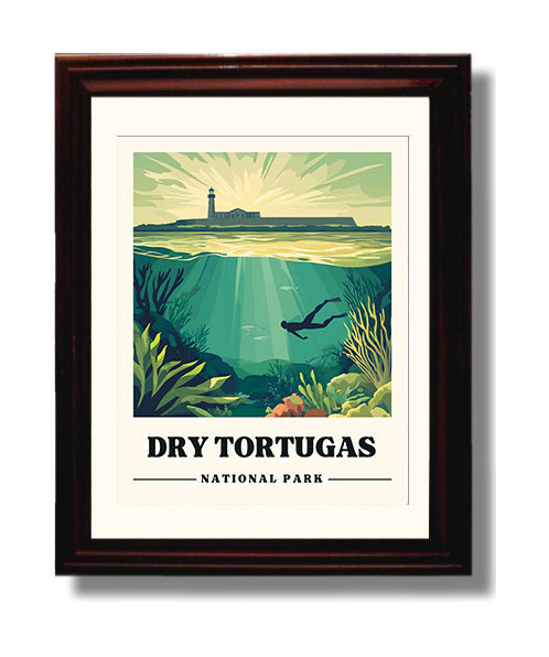 Dry Tortugas Fort Jefferson Version 1 National Parks Wall Art - 8x10 Beveled Frame