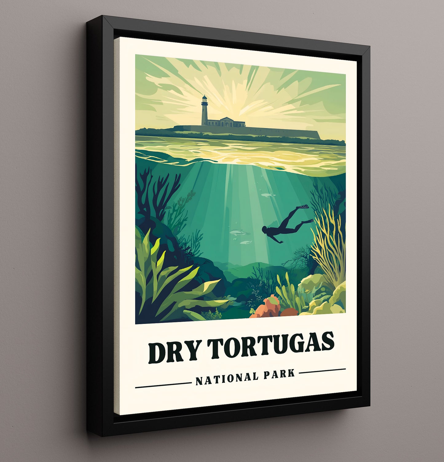 Dry Tortugas Fort Jefferson Version 1 National Parks Wall Art - 16x20 Framed Canvas