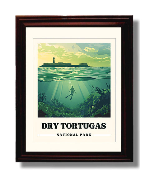 Dry Tortugas Fort Jefferson Version 2 National Parks Wall Art - 8x10 Beveled Frame