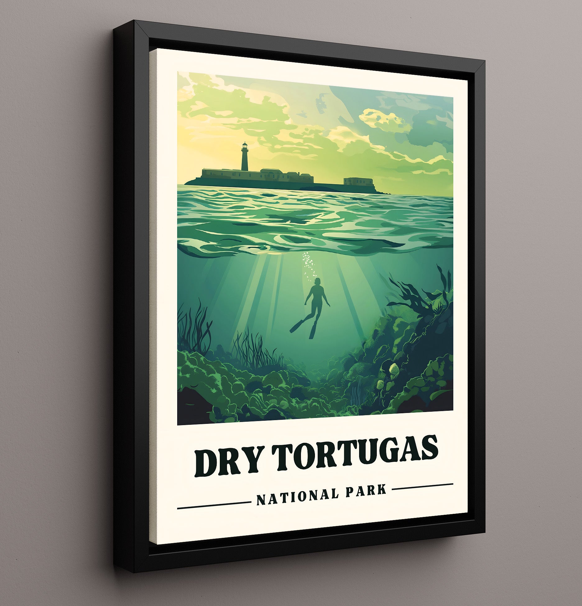 Dry Tortugas Fort Jefferson Version 2 National Parks Wall Art - 16x20 Framed Canvas