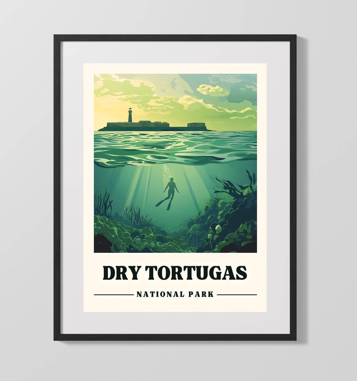 Dry Tortugas Fort Jefferson Version 2 National Parks Wall Art - 16x20 Gallery Frame