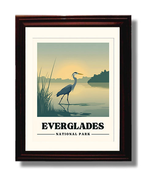 Everglades Version 1 National Parks Wall Art - 8x10 Beveled Frame