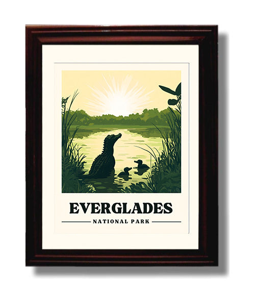 Everglades Version 2 National Parks Wall Art - 8x10 Beveled Frame