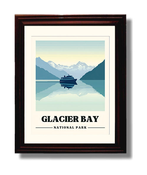 Glacier Bay Bartlett Cove Version 1 National Parks Wall Art - 8x10 Beveled Frame