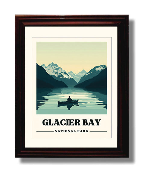 Glacier Bay Bartlett Cove Version 2 National Parks Wall Art - 8x10 Beveled Frame