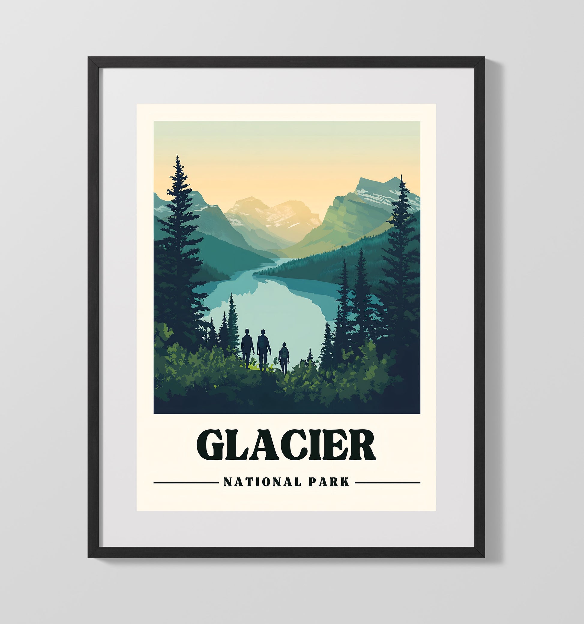 Glacier Many Glacier Valley Version 1 National Parks Wall Art - 16x20 Gallery Frame