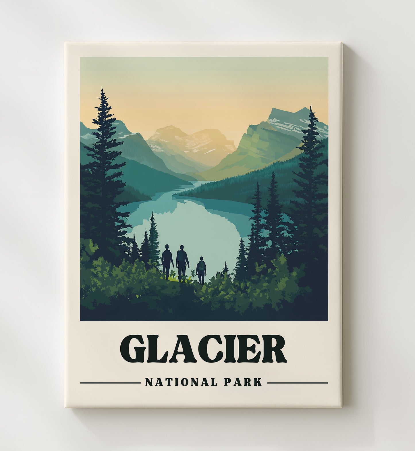 Glacier Many Glacier Valley Version 1 National Parks Wall Art - 20x24 Canvas