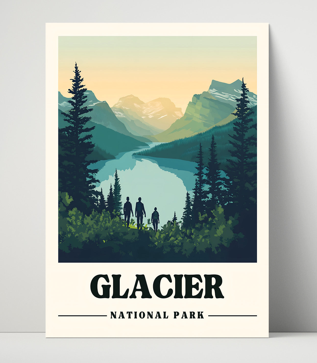 Glacier Many Glacier Valley Version 1 National Parks Wall Art - 16x20 Unframed Print