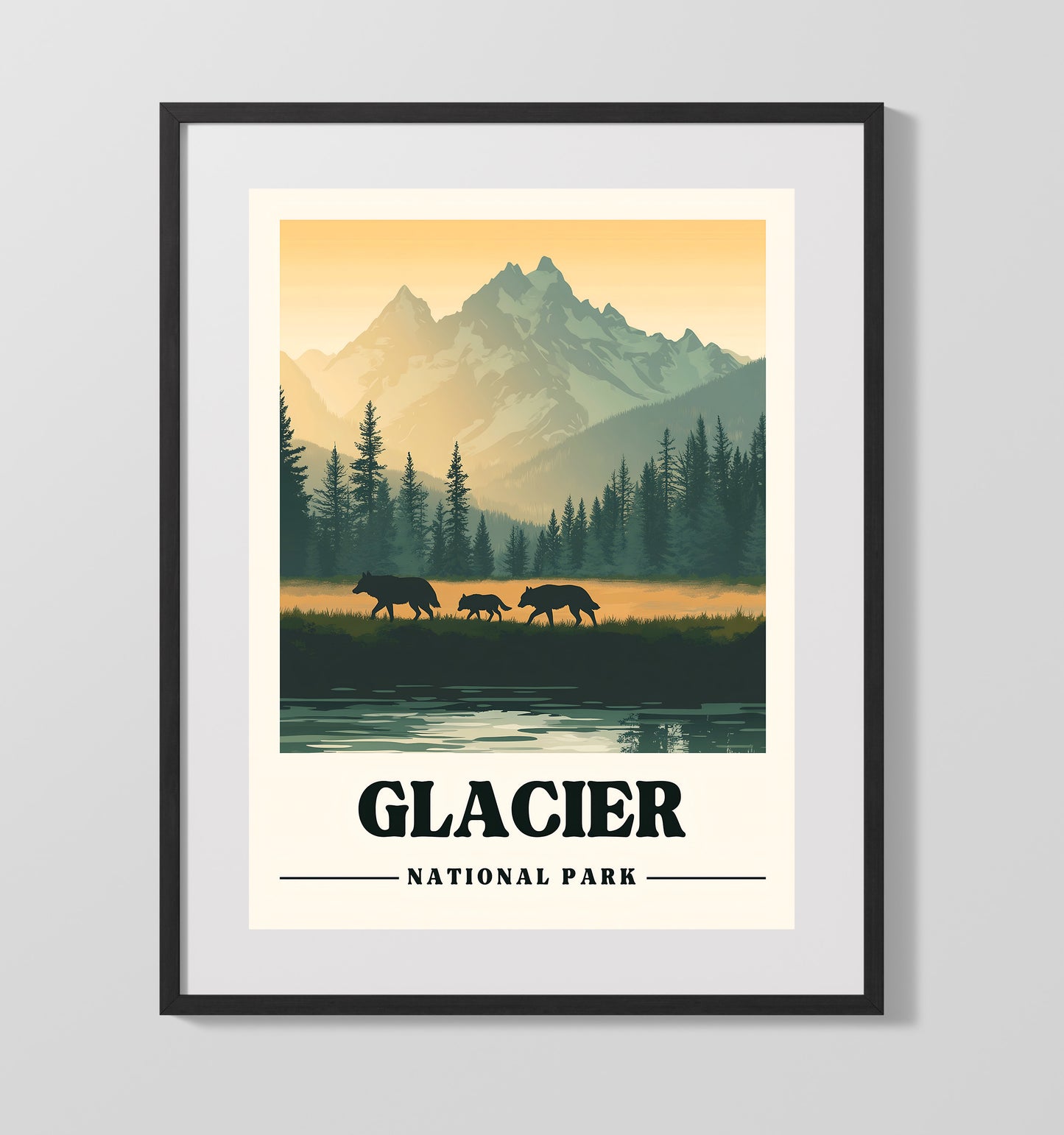 Glacier Many Glacier Valley Version 2 National Parks Wall Art - 16x20 Gallery Frame