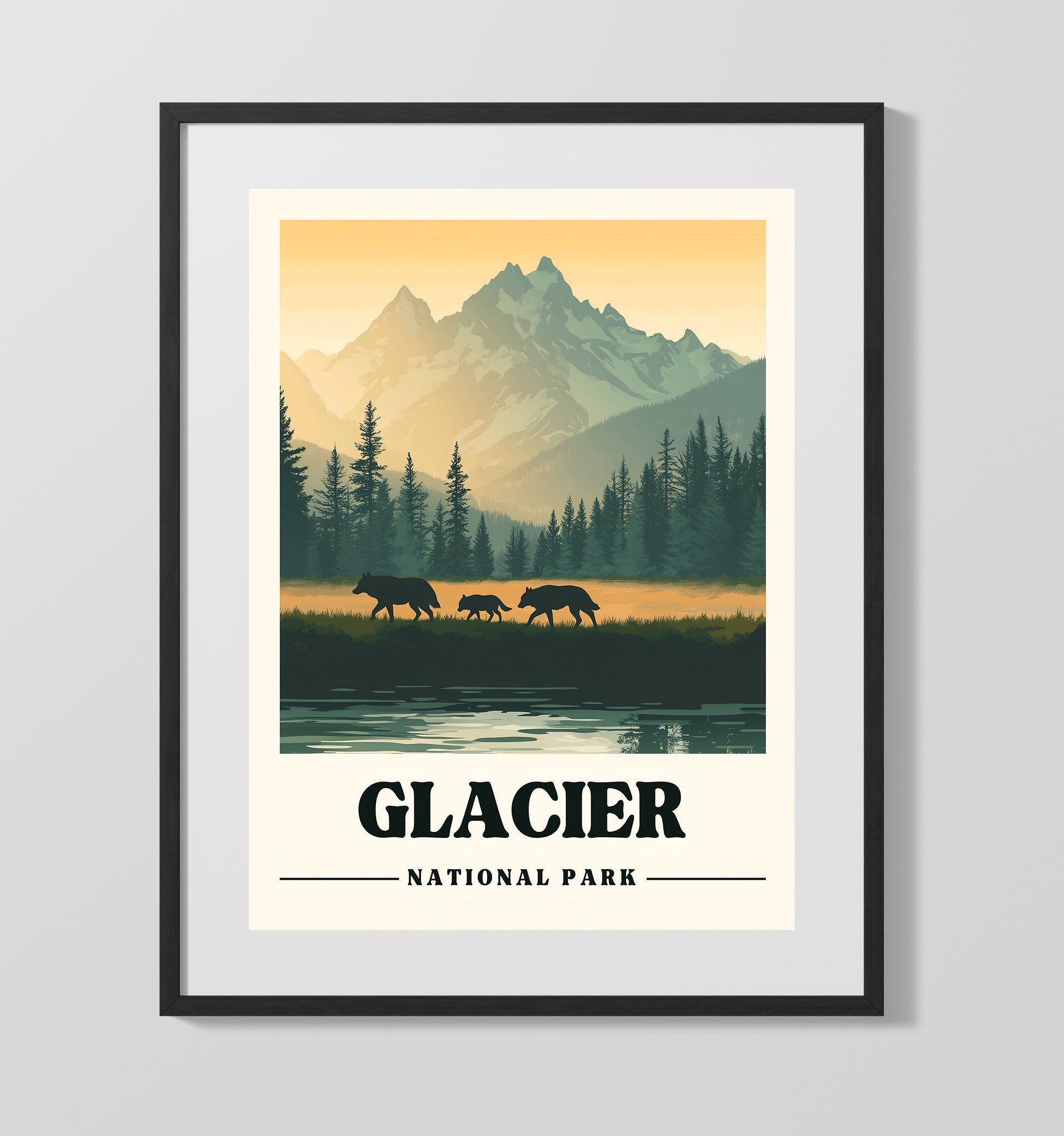 Glacier Many Glacier Valley Version 2 National Parks Wall Art - 16x20 Gallery Frame