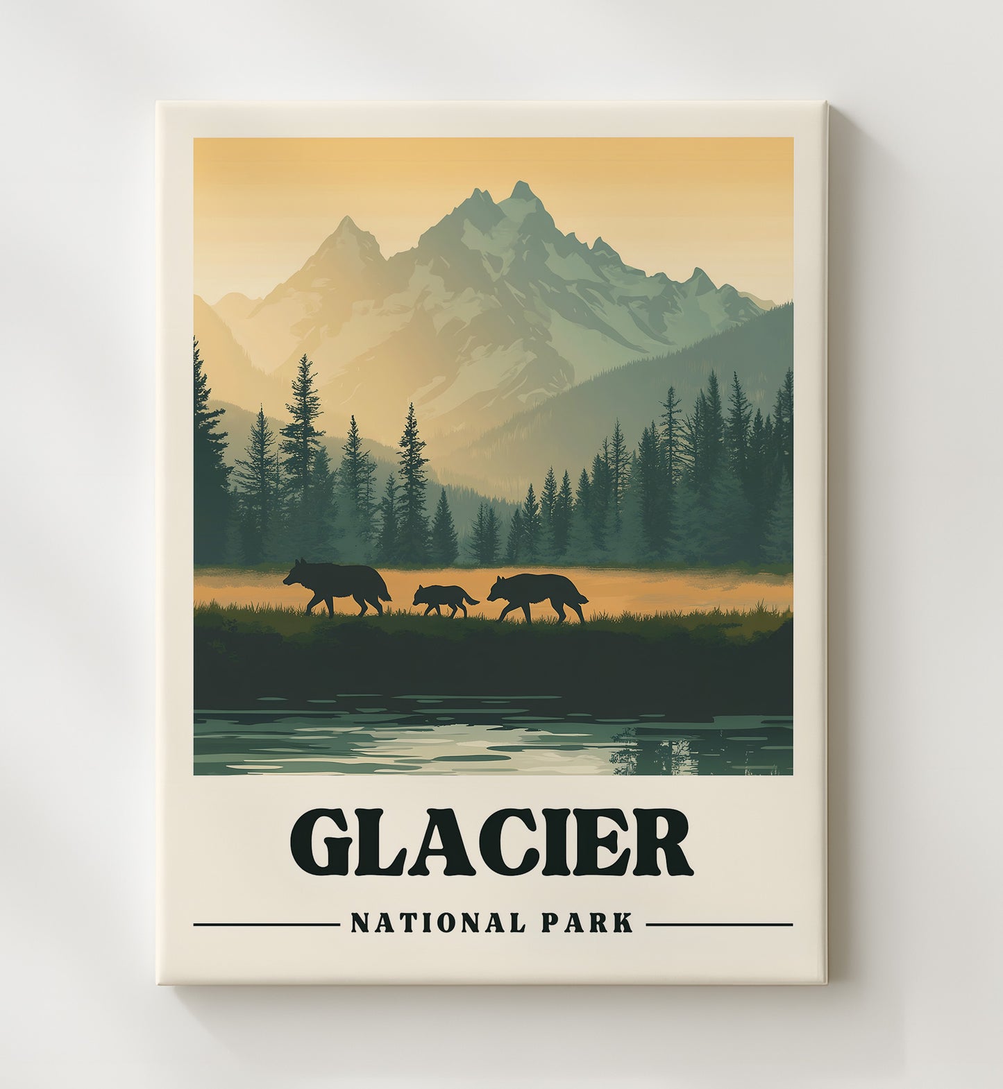 Glacier Many Glacier Valley Version 2 National Parks Wall Art - 20x24 Canvas