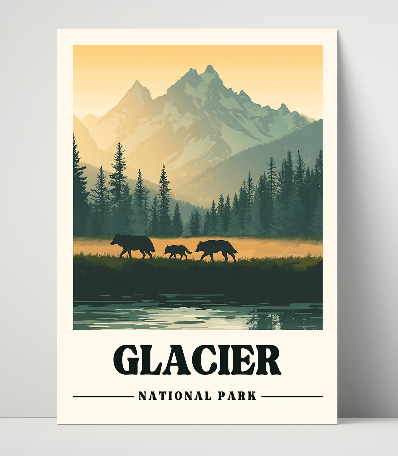 Glacier Many Glacier Valley Version 2 National Parks Wall Art - 16x20 Unframed Print