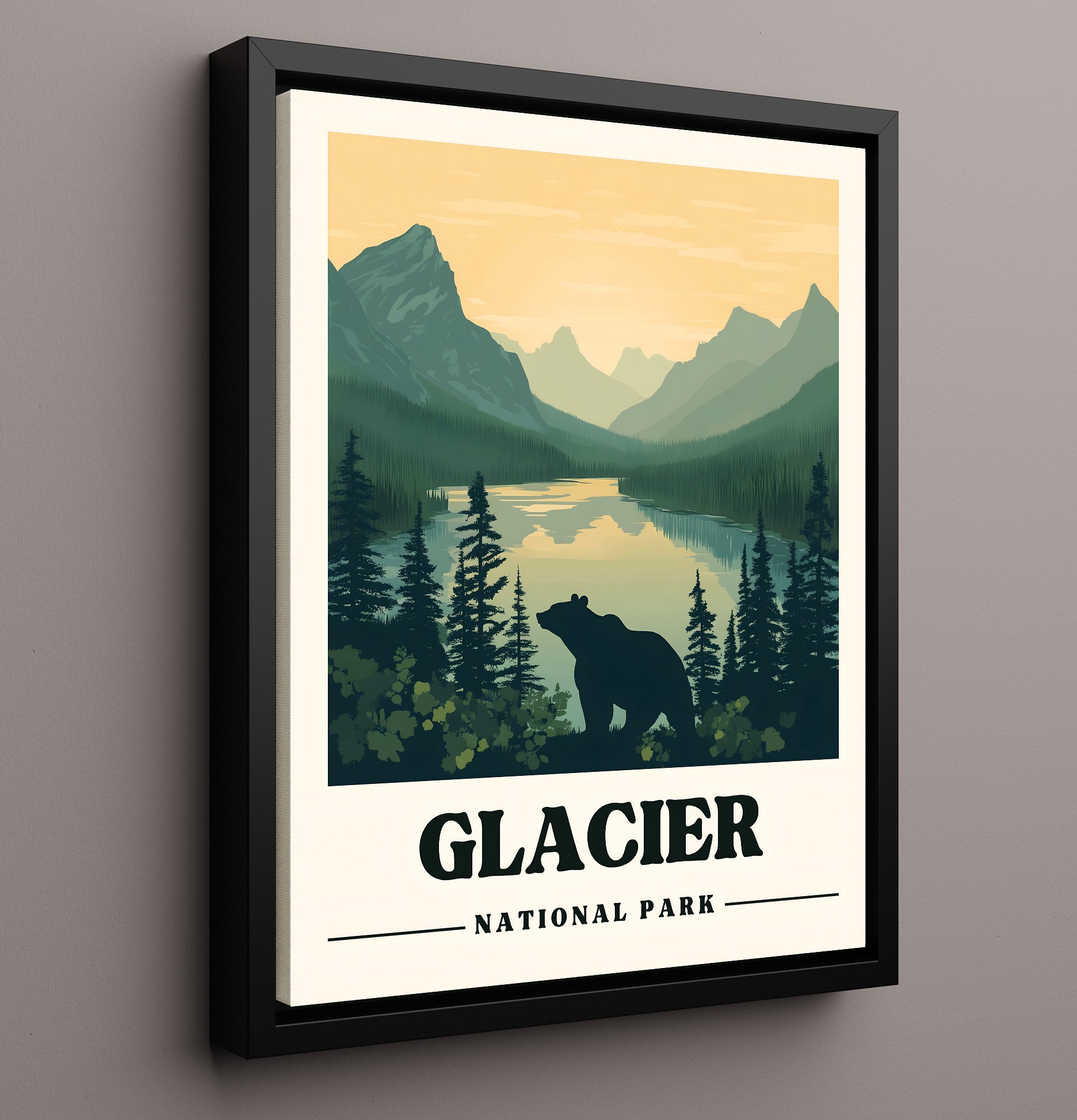 Glacier Many Glacier Valley Version 3 National Parks Wall Art - 16x20 Framed Canvas