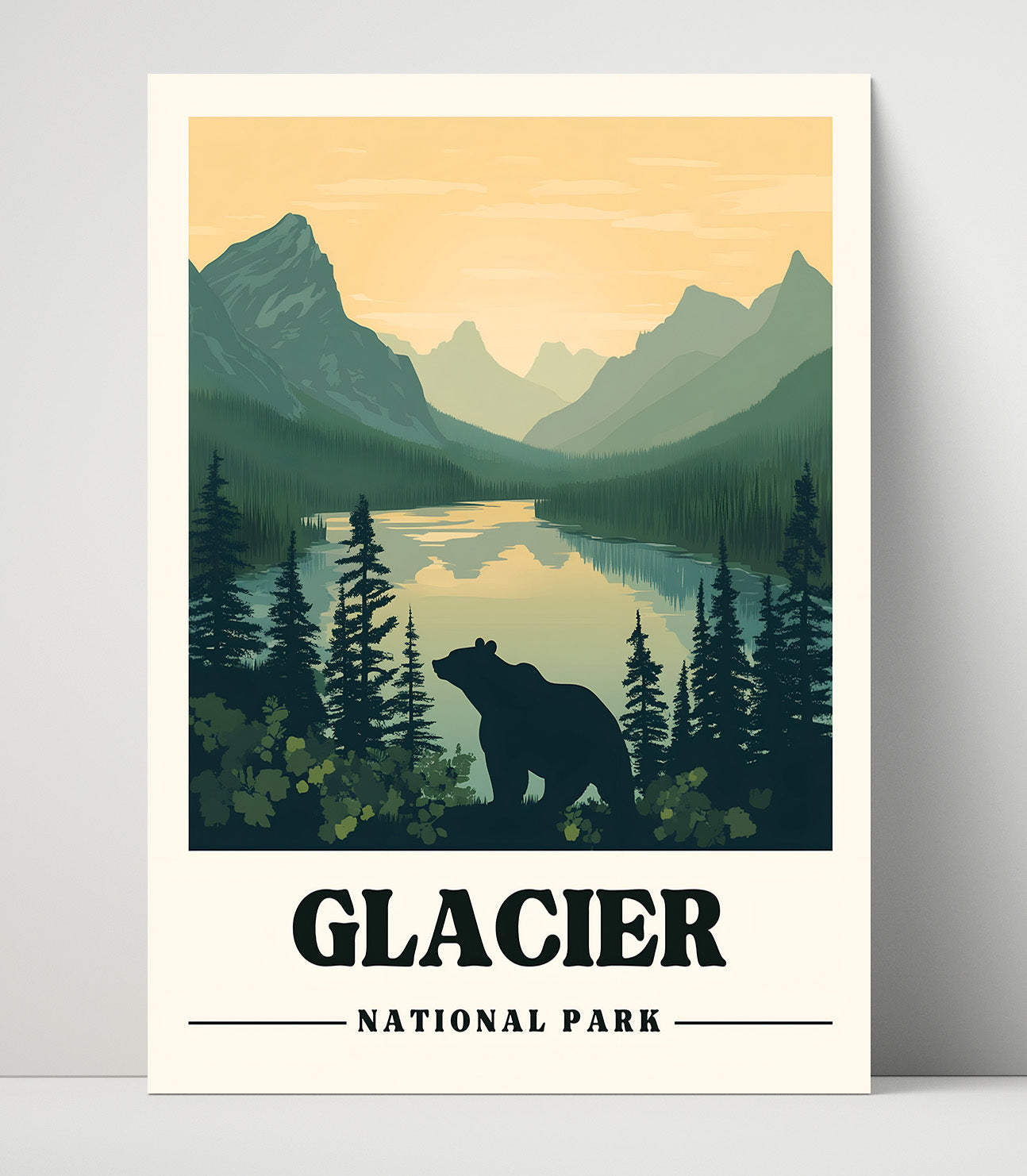 Glacier Many Glacier Valley Version 3 National Parks Wall Art - 16x20 Unframed Print