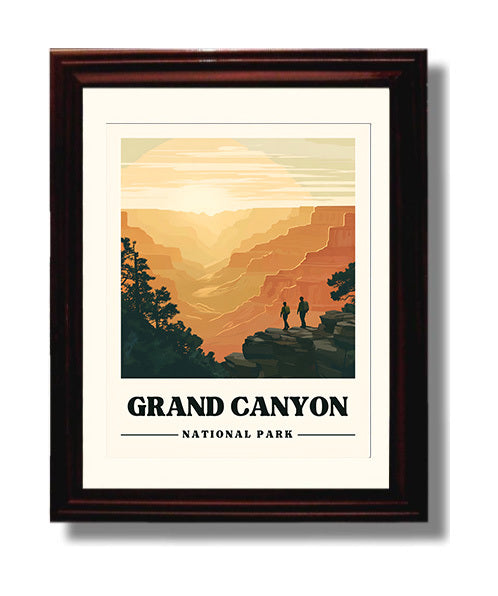 Grand Canyon Bright Angel Point Version 1 National Parks Wall Art - 8x10 Beveled Frame