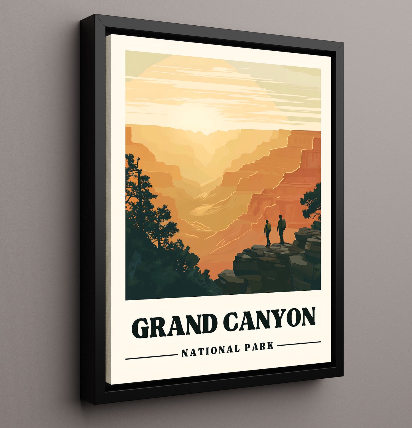 Grand Canyon Bright Angel Point Version 1 National Parks Wall Art - 16x20 Framed Canvas