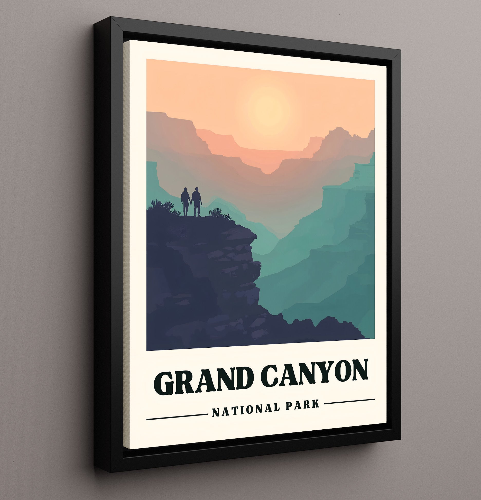 Grand Canyon Bright Angel Point Version 2 National Parks Wall Art - 16x20 Framed Canvas