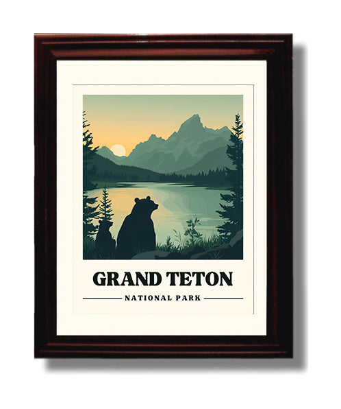 Grand Teton Jenny Lake National Parks Wall Art - 8x10 Beveled Frame