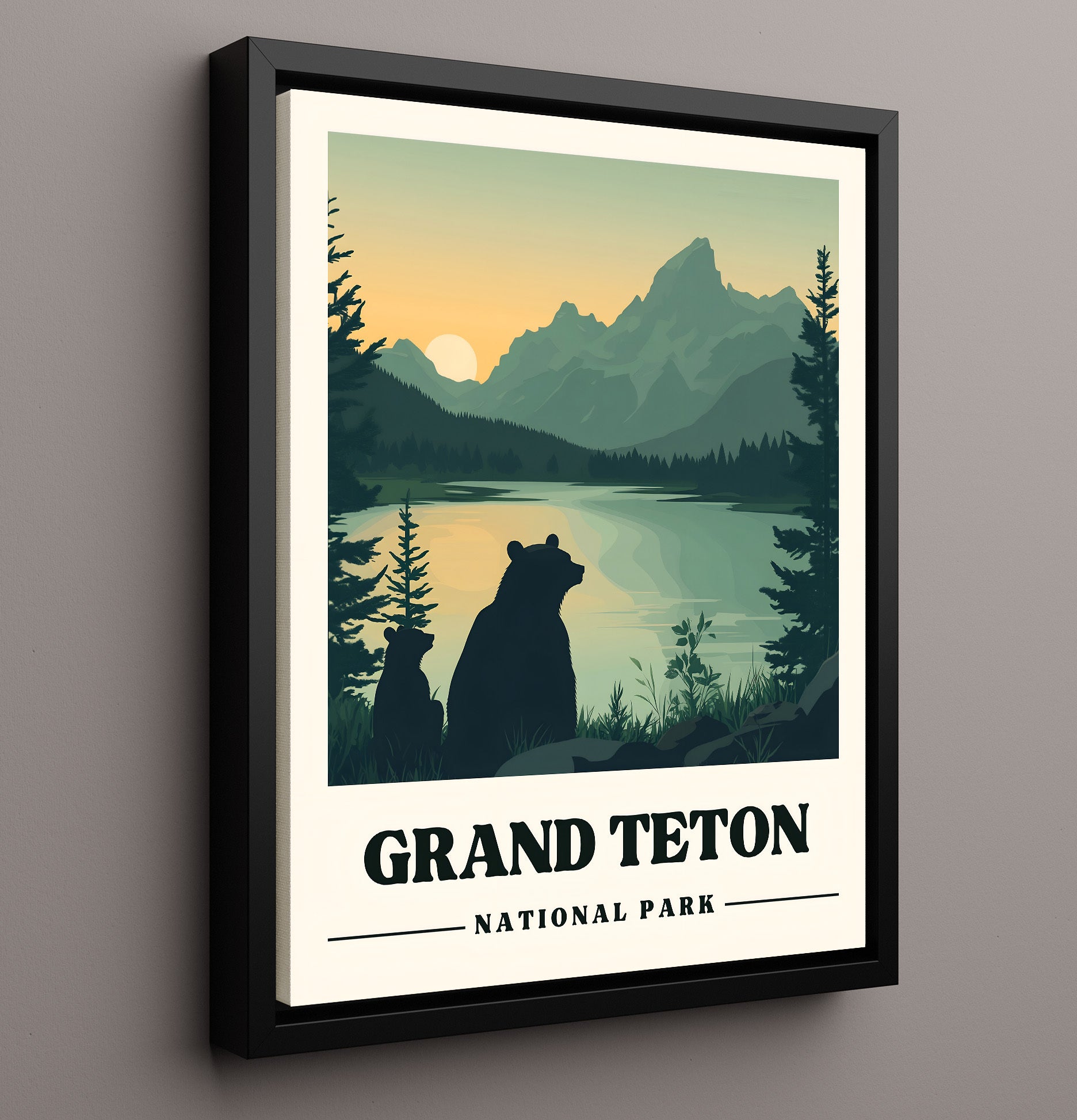 Grand Teton Jenny Lake National Parks Wall Art - 16x20 Framed Canvas