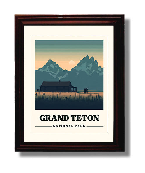 Grand Teton Mormon Row National Parks Wall Art - 8x10 Beveled Frame