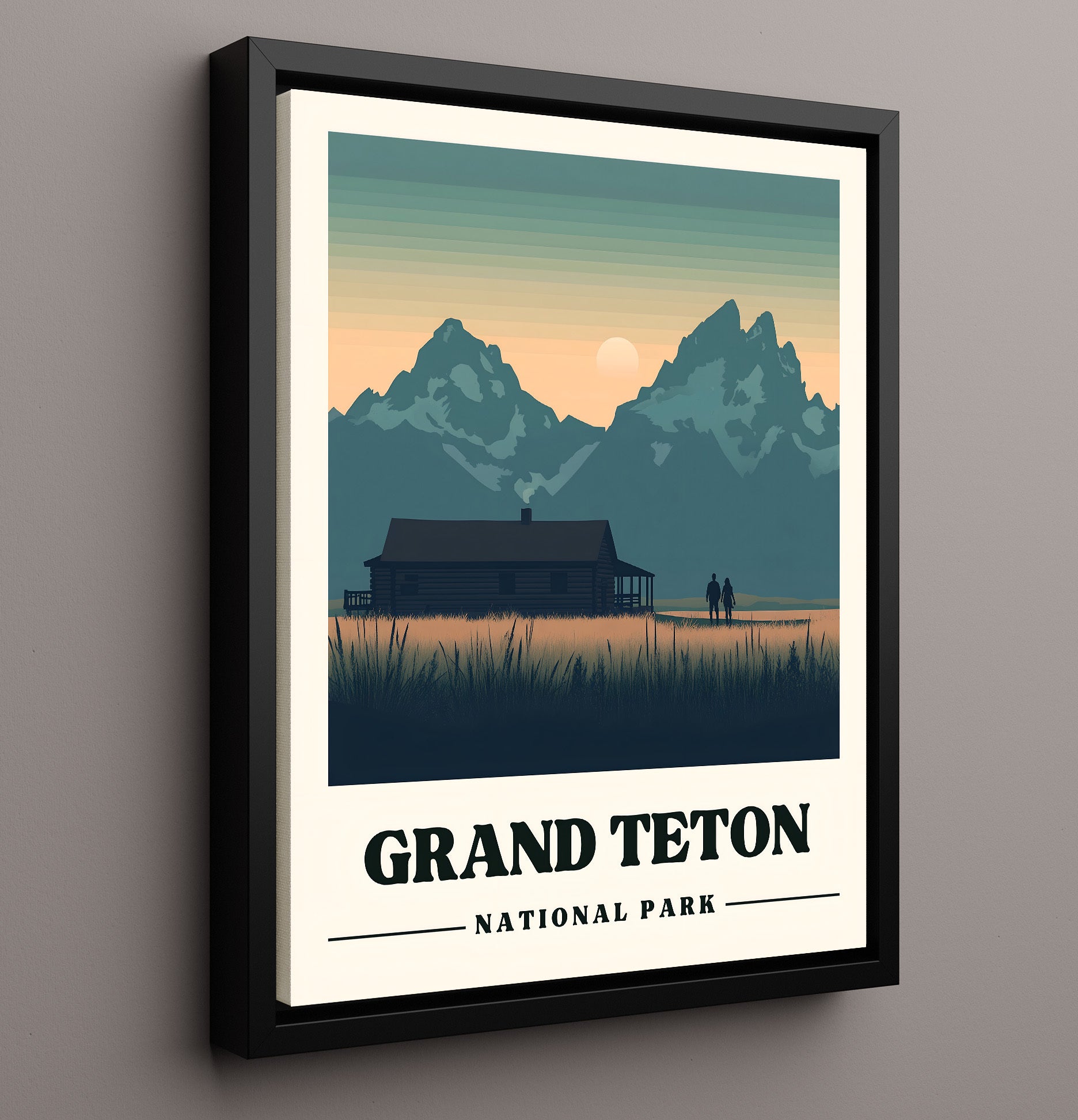 Grand Teton Mormon Row National Parks Wall Art - 16x20 Framed Canvas