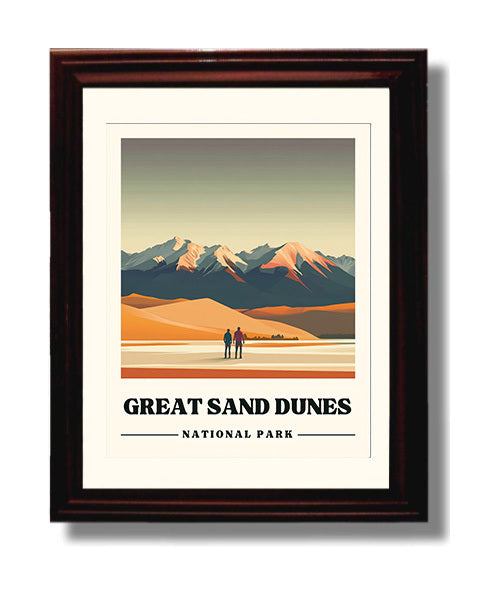 Great Sand Dunes Medano Creek National Parks Wall Art - 8x10 Beveled Frame