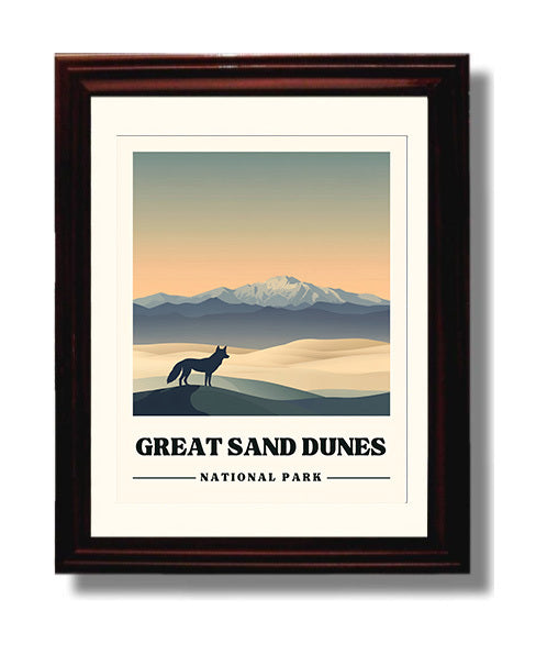 Great Sand Dunes Star Dune National Parks Wall Art - 8x10 Beveled Frame