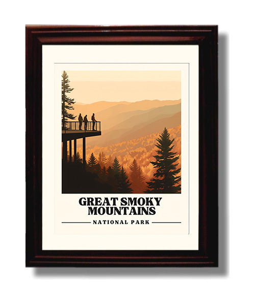 Great Smoky Mountains Clingman_s Dome National Parks Wall Art - 8x10 Beveled Frame