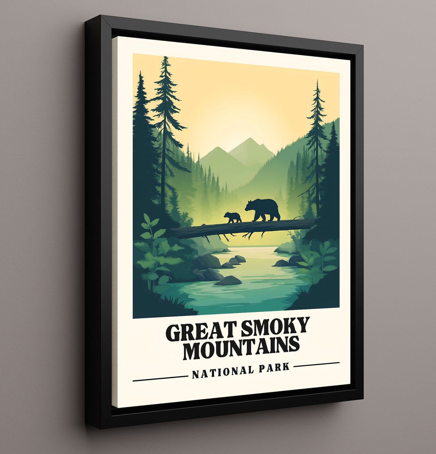 Great Smoky Mountains Newfound Gap National Parks Wall Art - 16x20 Framed Canvas